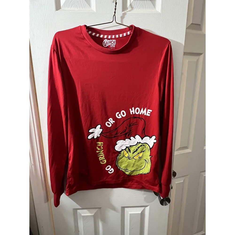 CHRISTMAS SHIRT Grinch Dr. Seuss Top Size Medium L/S ‎ Holiday Shirt Red